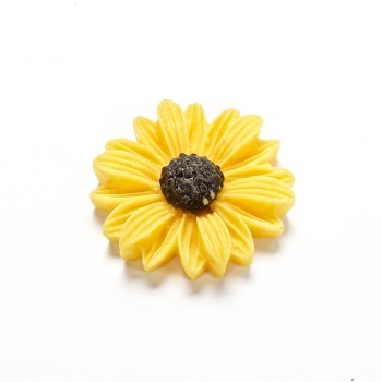 Квітка. Пластиковий клейовий елемент, жовтий, 21 мм