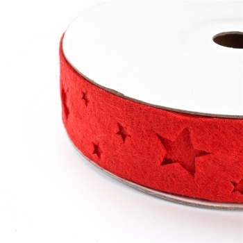 Лента фетровая 25 мм красная со звездами