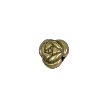 Роза бутон, металлическая литая бусина, бронза, 12 мм