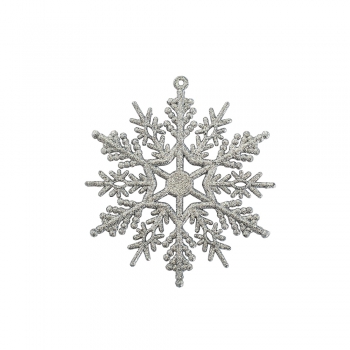 Декоративный элемент 75 мм Снежинка серебристая