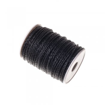 Шнур плетенный из кожзама косичка 3 мм черный 1 метр