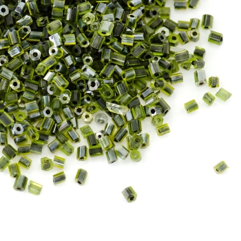 Бисер-рубка (2,1 мм) болотно-зелёный прозрачный 9828