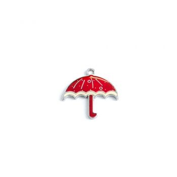 Зонтик красный Подвеска с цветной эмалью мельхиоровый