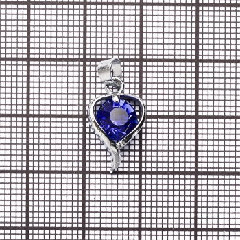 Кулон металевий Серце з синім каменем