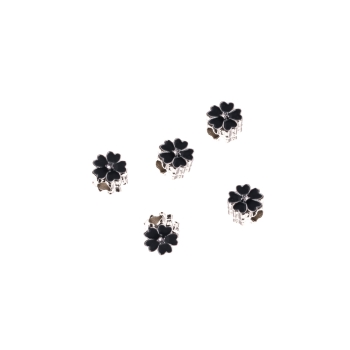 Бусина шарм с эмалью 12 мм Цветок черный