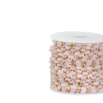 Ланцюжок декоративний Рожеві кристали золотий 50 см