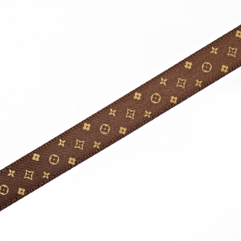 Стрічка атласна 10 мм під Louis Vuitton темно-коричнева
