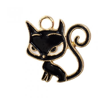 Металева підвіска з емаллю Чорний кіт
