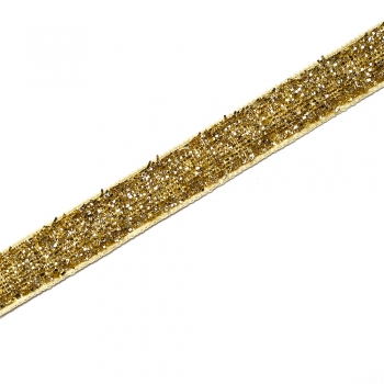Лента бархатная 10 мм цвет золото с люрексом 1 метр