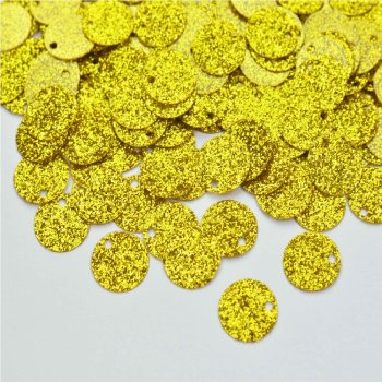 Пайетки 10 мм круглые золотистые с блестками 5 гр