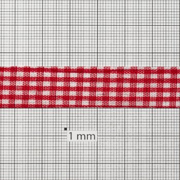 Лента репсовая 15 мм красная в клеточку 1 метр