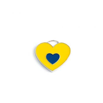 Подвеска с цветной эмалью Сердце Украины желто-синяя