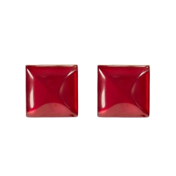 Пластиковые кабошоны красный матовый выпуклый квадрат 12 мм