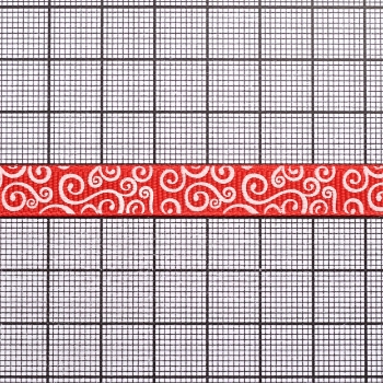 Лента репсовая 10 мм красная с орнаментом 1 метр
