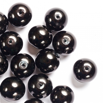 Перли скляні 16 мм чорні
