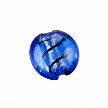 Скляна намистина з внутрішнім фольгованим покриттям синя 15 мм