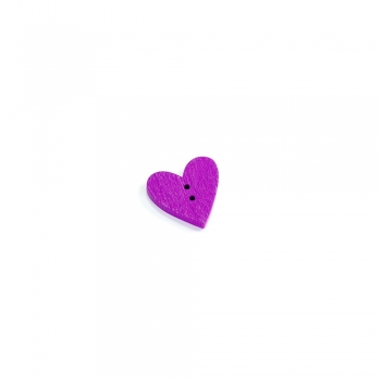Пуговица деревянная фиолетовая сердце 18х18 мм