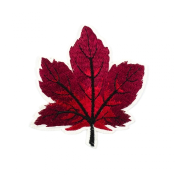 Тканевая нашивка Осенний лист красный
