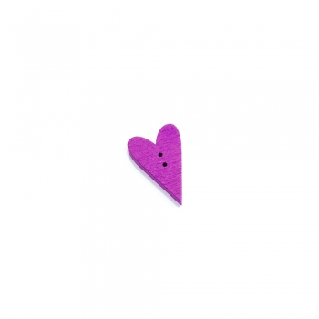 Гудзик дерев'яний фіолетовий серце маленьке 24х15 мм