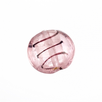 Скляна намистина з внутрішнім фольгованим покриттям рожева 20 мм