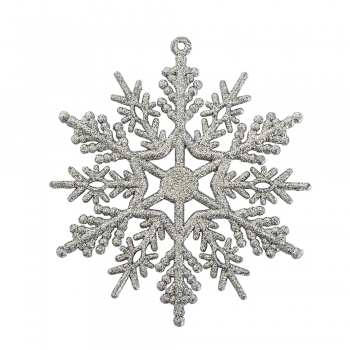 Декоративный элемент 100 мм Снежинка серебристая