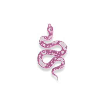 Пластиковая подвеска Змея в звездах розовая