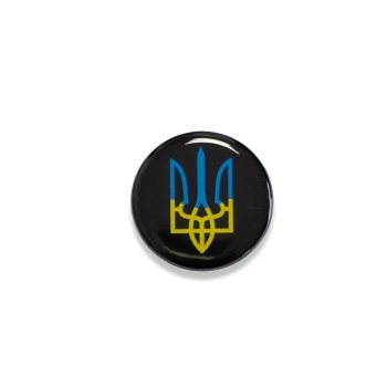 Значок пин Герб Украины на черном фоне