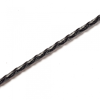 Шнур плетенный из кожзама косичка 3 мм черный 1 метр