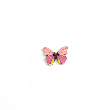 Гудзик дерев'яний Метелик рожево-бузковий