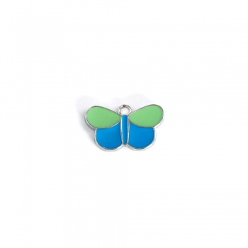 Бабочка салатово-голубая Подвеска с цветной эмалью