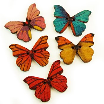 Гудзик дерев'яний Метелик різнобарвний