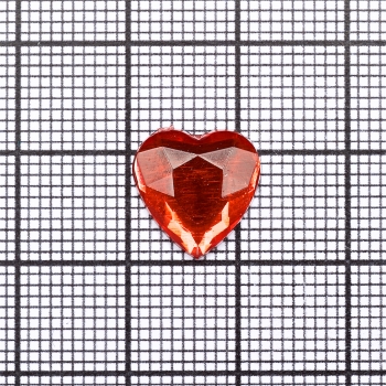 Стразы клеевые пластиковые в форме сердца 12х12 красные уп. 15шт