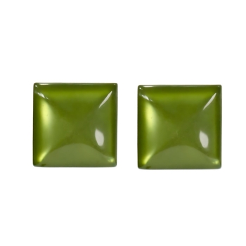 Пластикові кабошони зелений опуклий квадрат 14 мм