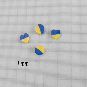 Сердце Бусина из полимерной глины желто-синяя 10 мм