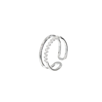 Металлическое кольцо двойное серебристое