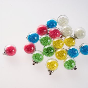 Колба-підвіска для браслетів з кольоровими кульками всередині мельхіорова