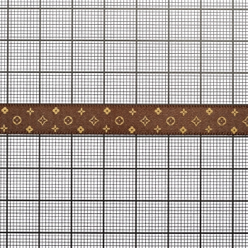 Лента атласная 10 мм под Louis Vuitton темно-коричневая 1 метр