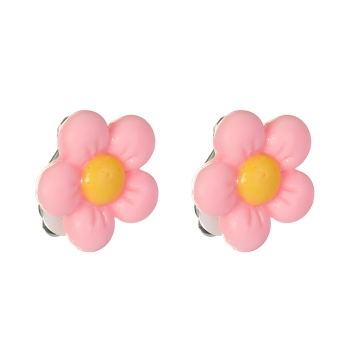 Сережки-кліпси 20 мм (пара) Квітки рожеві